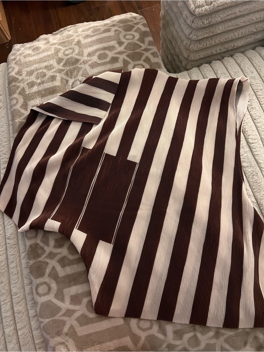 Striped Brown and Cream Knit Top